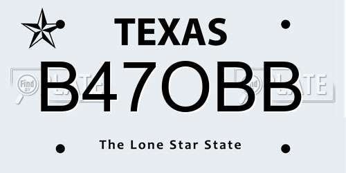 B47OBB Texas License Plate