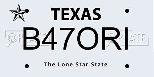 B47ORI Texas License Plate