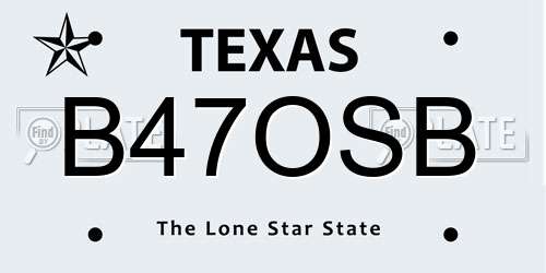 B47OSB Texas License Plate