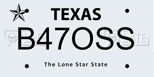 B47OSS Texas License Plate