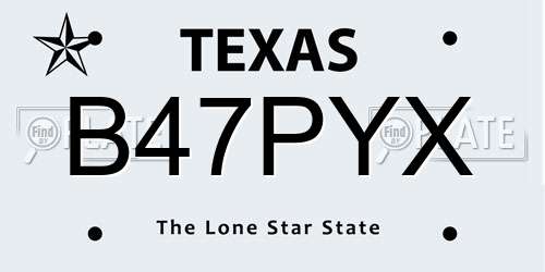 B47PYX Texas License Plate