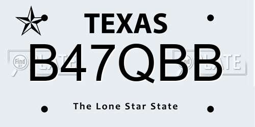 B47QBB Texas License Plate