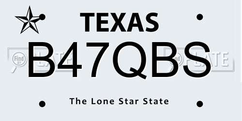 B47QBS Texas License Plate