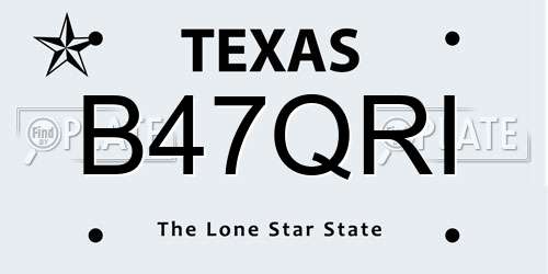 B47QRI Texas License Plate