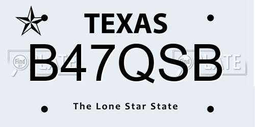 B47QSB Texas License Plate