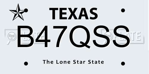 B47QSS Texas License Plate