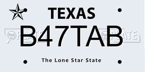 B47TAB Texas License Plate