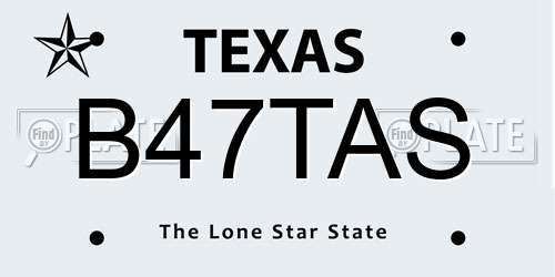 B47TAS Texas License Plate