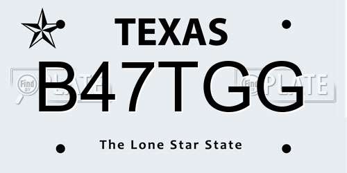 B47TGG Texas License Plate