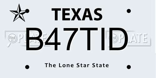 B47TID Texas License Plate