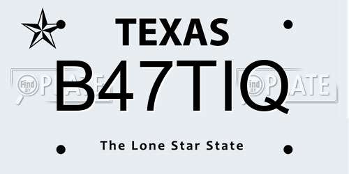 B47TIQ Texas License Plate