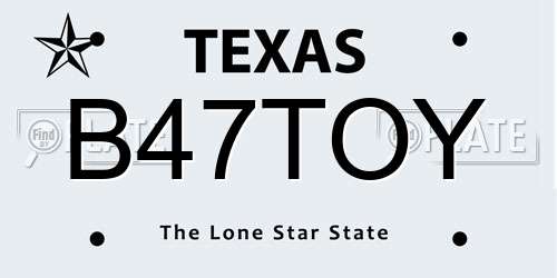 B47TOY Texas License Plate