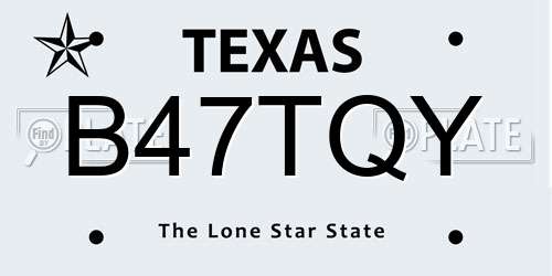B47TQY Texas License Plate