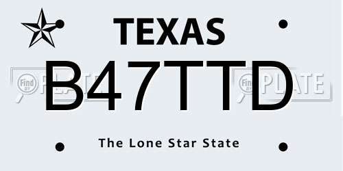 B47TTD Texas License Plate