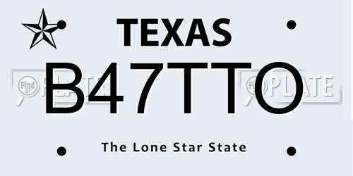 B47TTO Texas License Plate