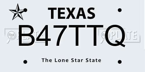 B47TTQ Texas License Plate