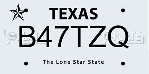 B47TZQ Texas License Plate