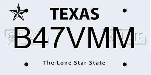 B47VMM Texas License Plate
