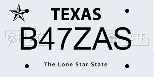 B47ZAS Texas License Plate