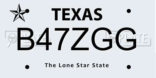 B47ZGG Texas License Plate