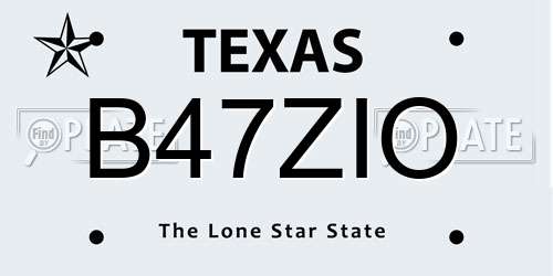 B47ZIO Texas License Plate