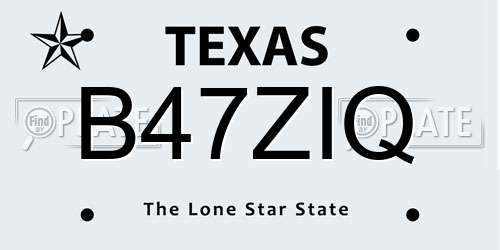B47ZIQ Texas License Plate