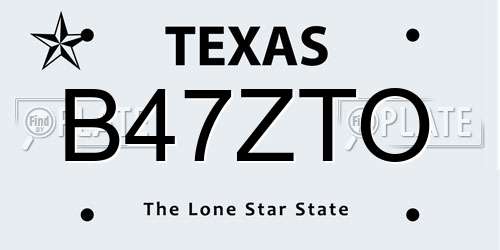 B47ZTO Texas License Plate