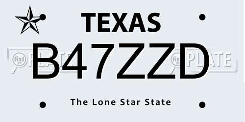B47ZZD Texas License Plate