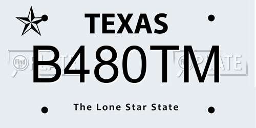 B480TM Texas License Plate