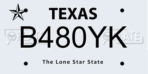 B480YK Texas License Plate