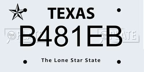 B481EB Texas License Plate