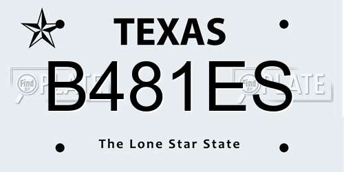 B481ES Texas License Plate