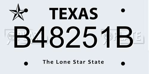 B48251B Texas License Plate