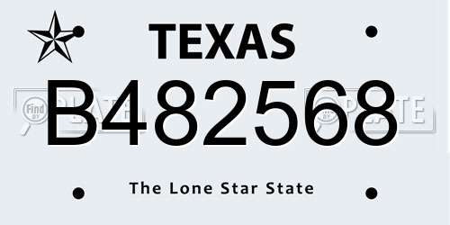 B482568 Texas License Plate