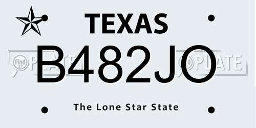 B482JO Texas License Plate