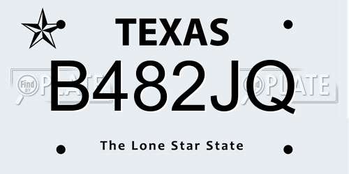 B482JQ Texas License Plate