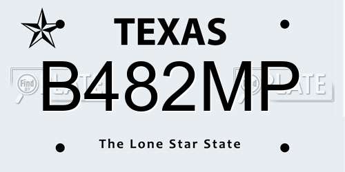 B482MP Texas License Plate