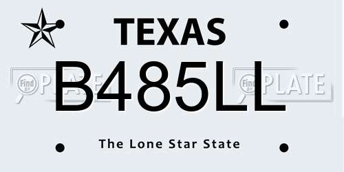 B485LL Texas License Plate