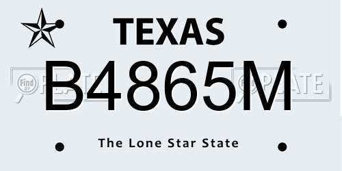 B4865M Texas License Plate
