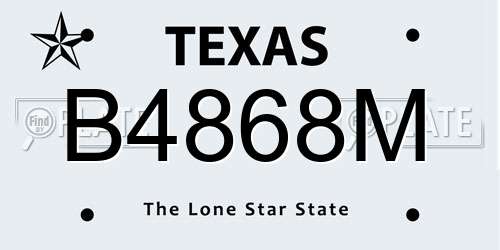 B4868M Texas License Plate