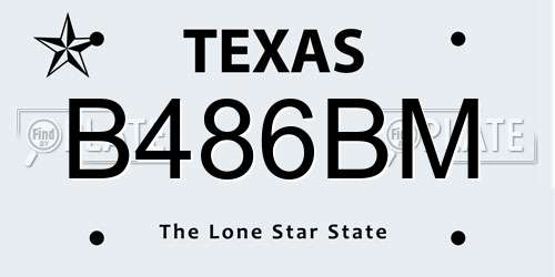 B486BM Texas License Plate