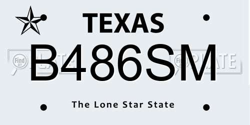 B486SM Texas License Plate