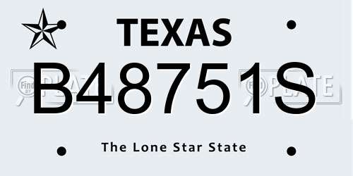 B48751S Texas License Plate