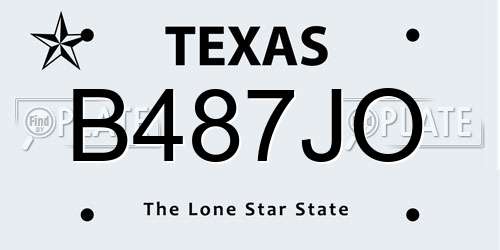 B487JO Texas License Plate