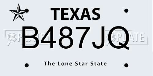 B487JQ Texas License Plate