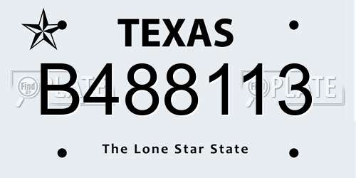 B488113 Texas License Plate