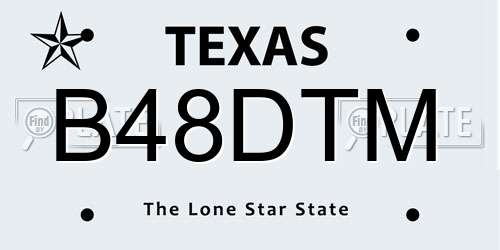 B48DTM Texas License Plate