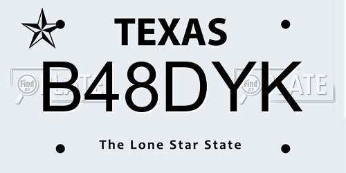 B48DYK Texas License Plate