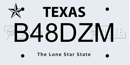 B48DZM Texas License Plate