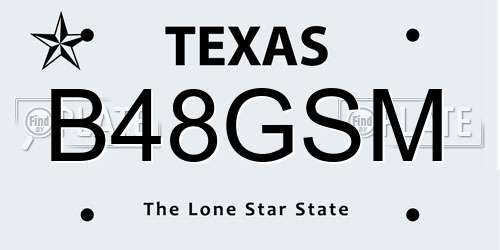B48GSM Texas License Plate